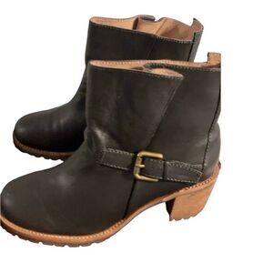 J. Jill Larissa Brown Boots Side Buckle Pull On Lug Heel NEW